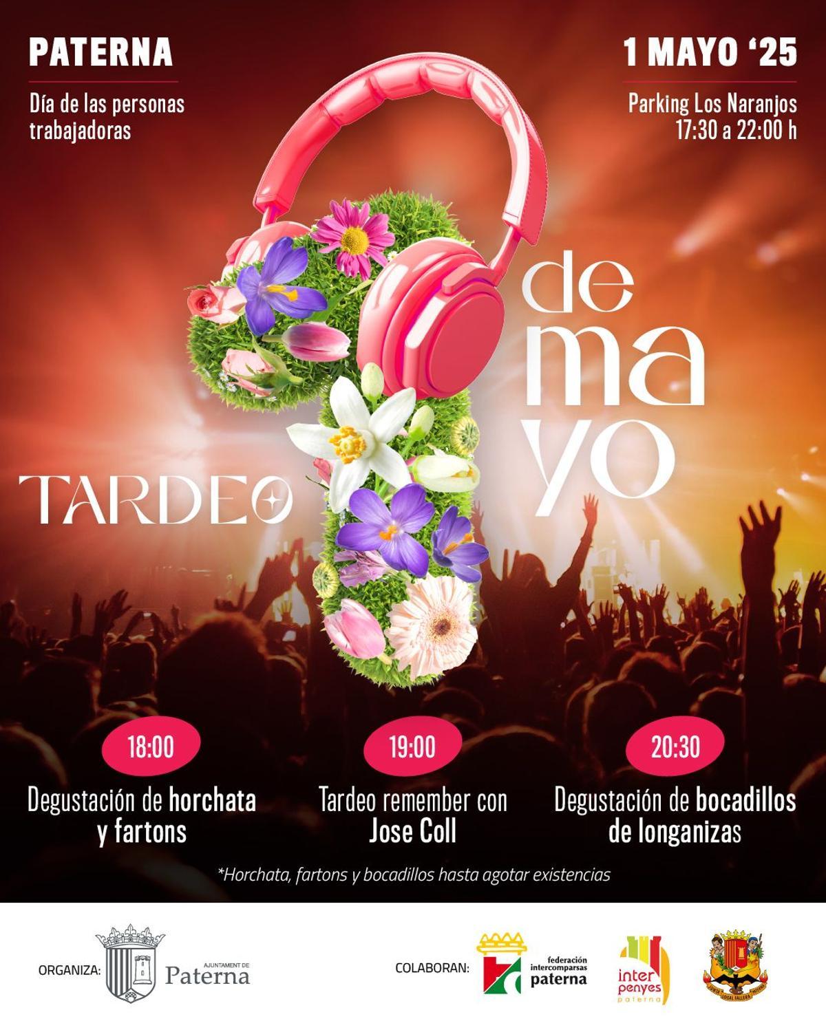 Cartel del evento tardeo 1 de mayo en Paterna.