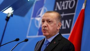 Bruselas, 24 de marzo de 2022.- El presidente turco Recep Tayip Erdogan en una rueda de prensa en la sede de la OTAN
