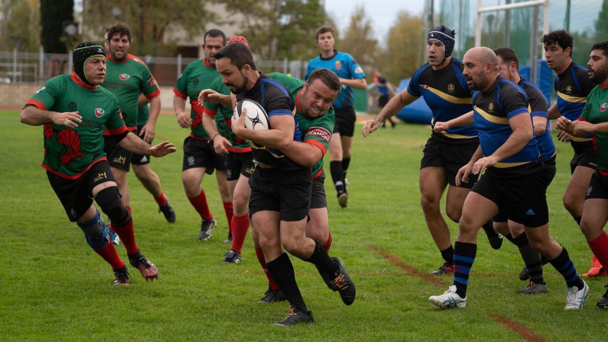El Zamora Rugby Club, durante un encuentro de  Liga. | J. L. F.