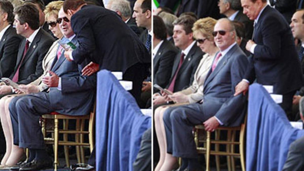 Dos instantáneas de la conversación entre Berlusconi y el rey Juan Carlos