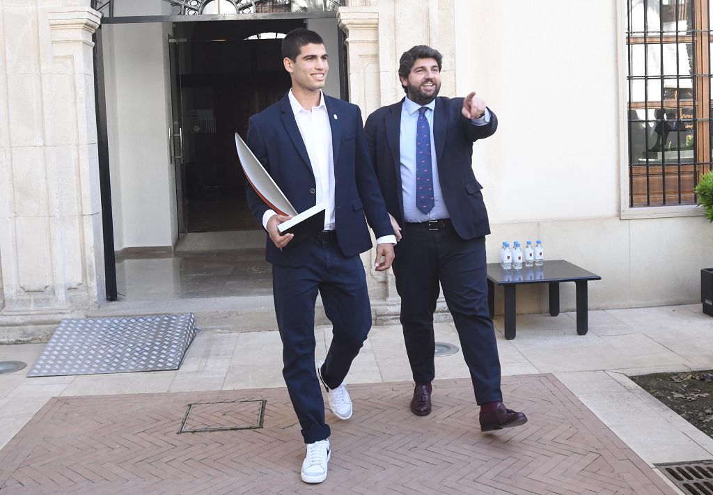 Carlos Alcaraz, en el recibimiento oficial tras su victoria en el Masters de Madrid