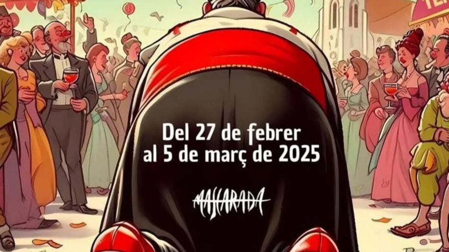 Abogados Cristianos pide al juzgado retirar un cartel de Carnaval con un obispo a cuatro patas con tacones rojos