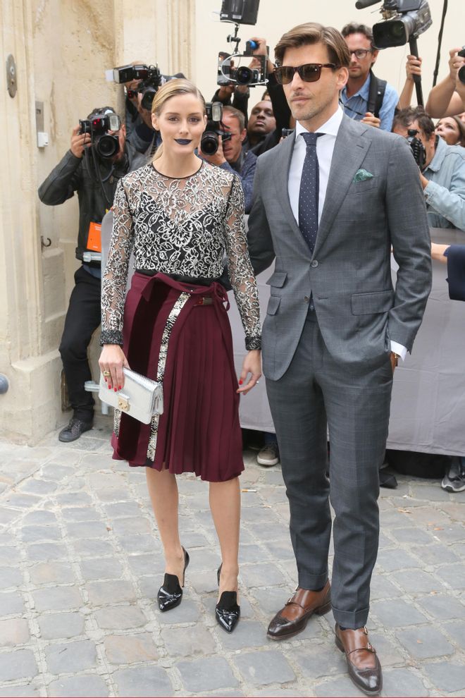 Olivia Palermo y Johannes Huebl en el desfile de Dior primavera-verano 2017 en París