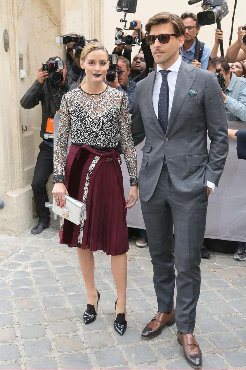 Olivia Palermo y Johannes Huebl en el desfile de Dior primavera-verano 2017 en París