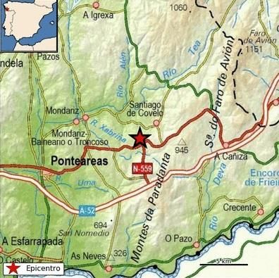 La estrella ubica el lugar exacto del núcleo de este seismo.