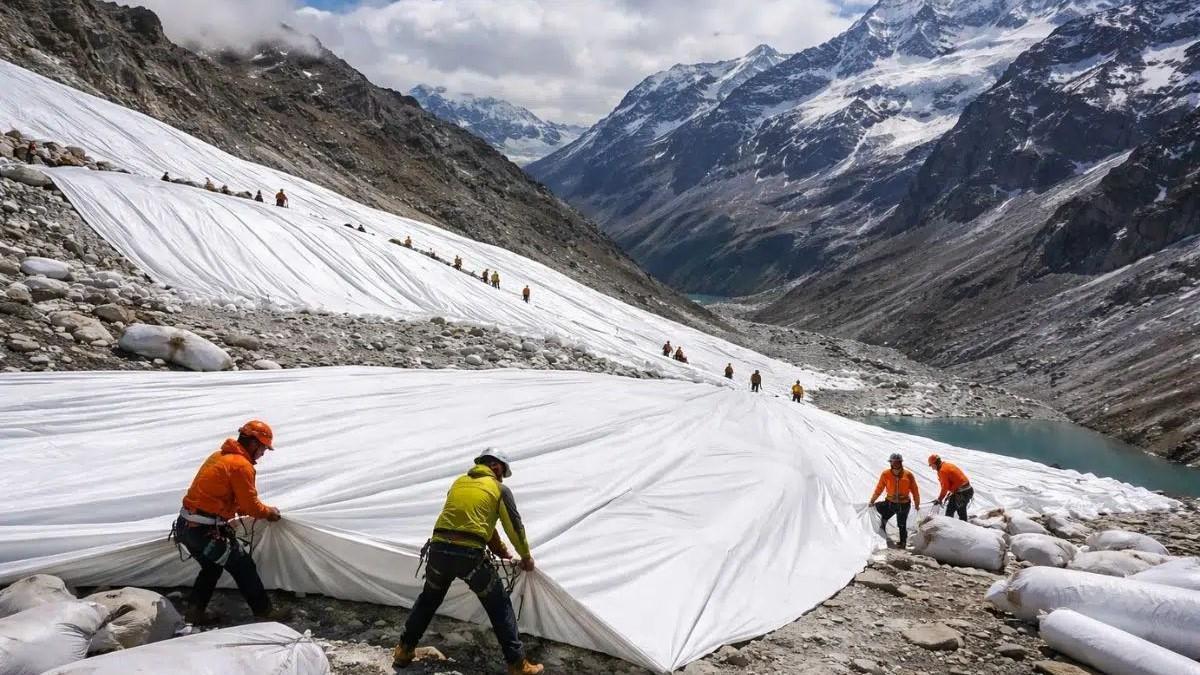 MANTAS EN GLACIARES | China tapa con mantas térmicas sus glaciares para evitar que se derritan: este es el resultado MANTAS EN GLACIARES | China tapa con mantas térmicas sus glaciares para evitar que se derritan: este es el resultado