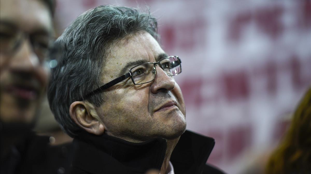 Jean-Luc Mélenchon, en el mitin de Catalunya en Comú Podem en Badalona.