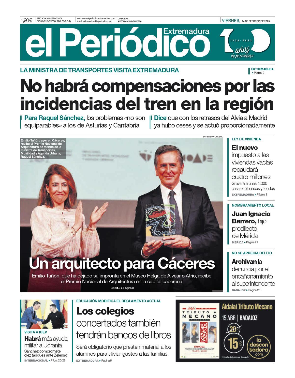 Consulta la portada correspondiente al día 24 de febrero de 2023