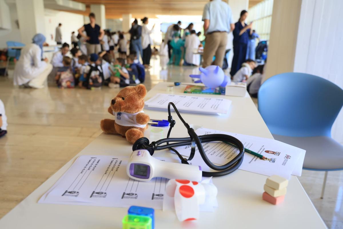 Estudiantes de Medicina de Alicante y Elche "pasan consulta" con los niños en el "I Hospital de Ositos"