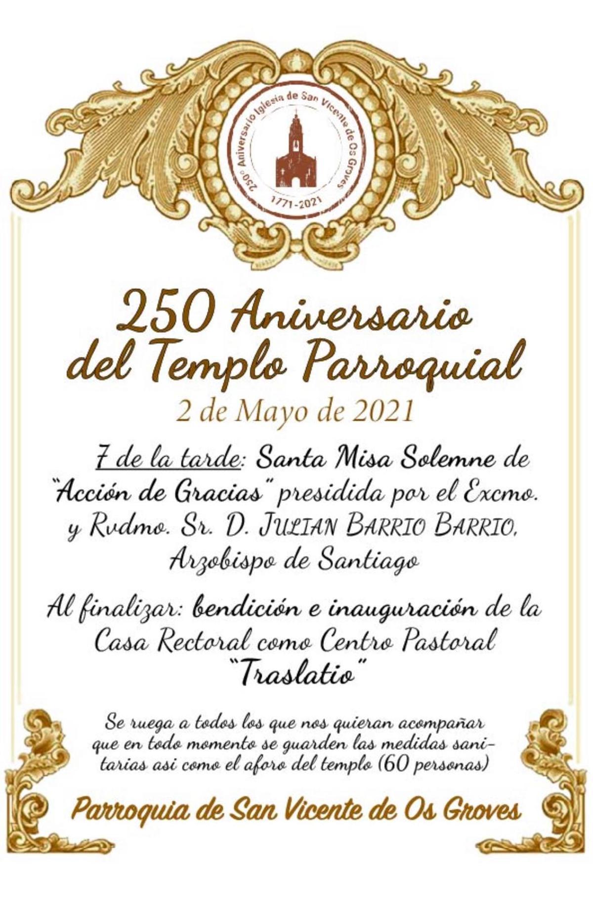 La invitación a la fiesta de aniversario y a la inauguración.