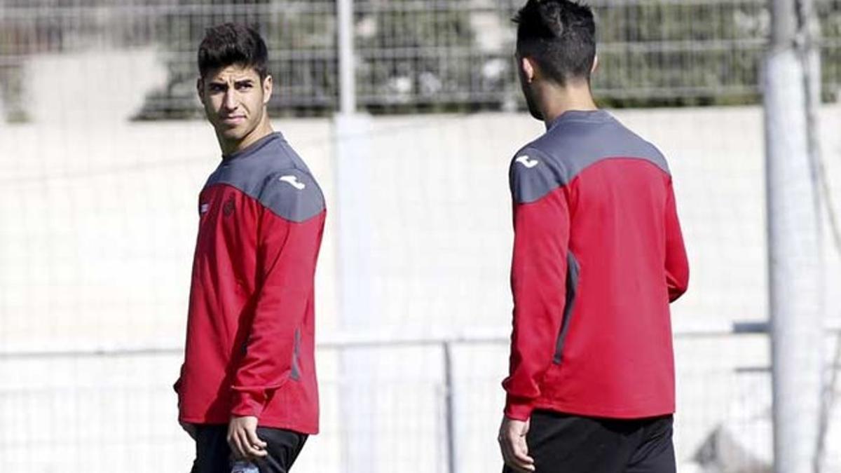 Marco Asensio en una sesión preparatoria del Espanyol