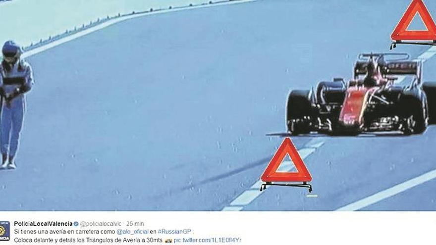 Hasta la policía se mofa de la avería de Fernando Alonso