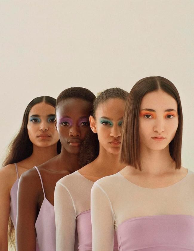 Editorial de Zara con sombras de ojos en color flúor
