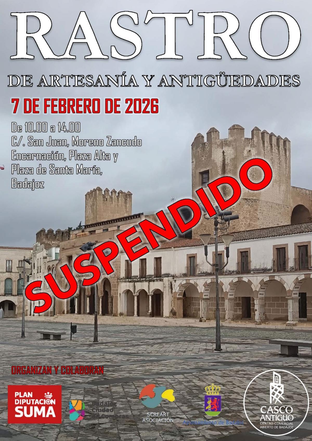 Cartel del Rastro de Artesanía suspendido este sábado.