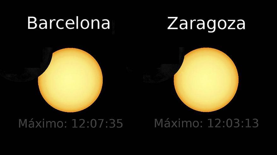 Así se verá el eclipse solar de este martes, 25 de octubre, desde Zaragoza