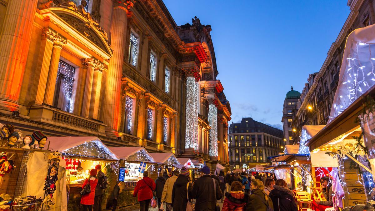 Mercado navideño en Bruselas.