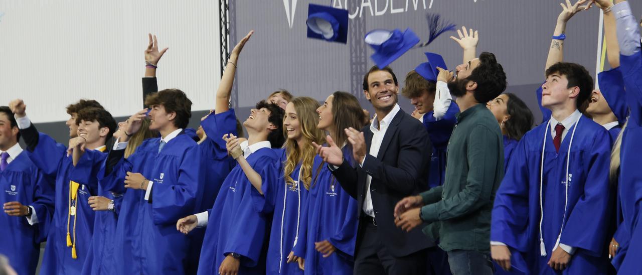 Rafa Nadal, acompañado por Ricky Rubio, preside la ceremonia de graduación de la sexta promoción de la &#039;Rafa Nadal Academy by Movistar&#039;.