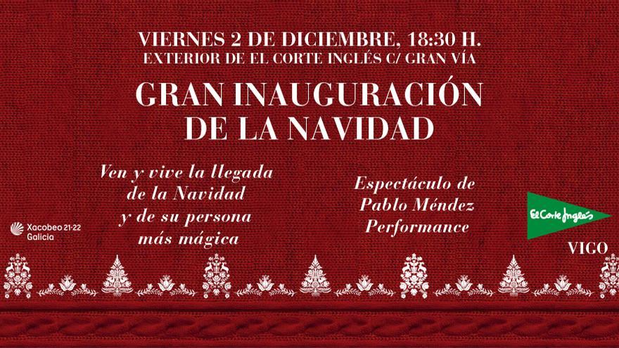 Cartel de la inauguración de la Navidad en El Corte Inglés de Vigo.