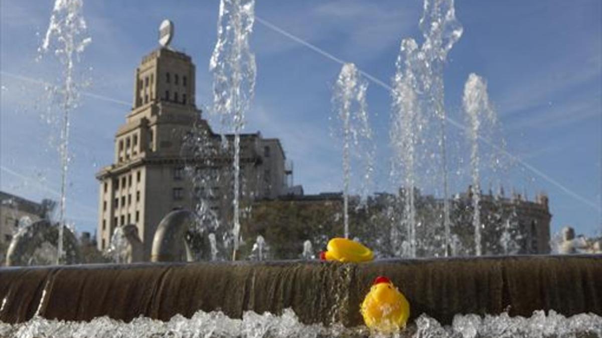 Una fuente de la plaza de Catalunya.