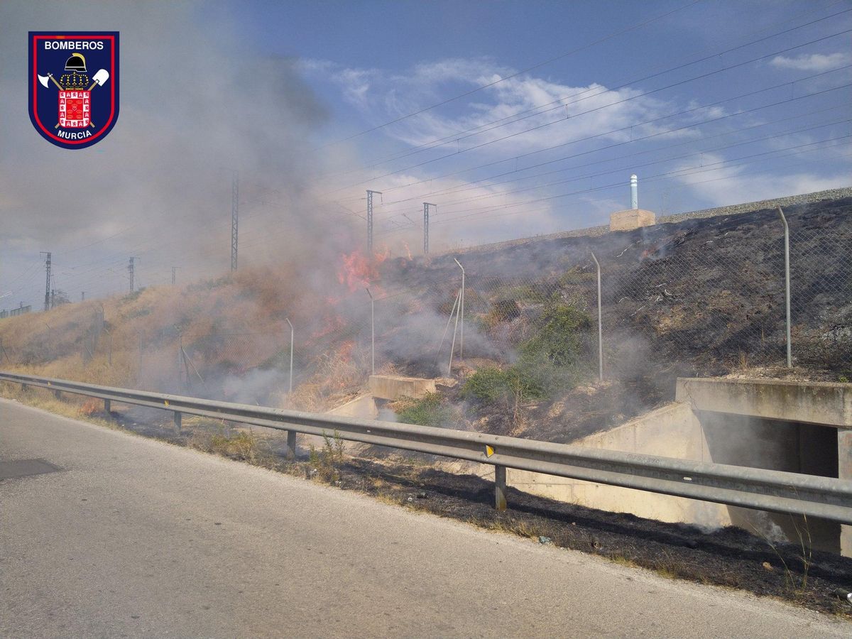 Incendio junto a las vías del tren en Beniaján