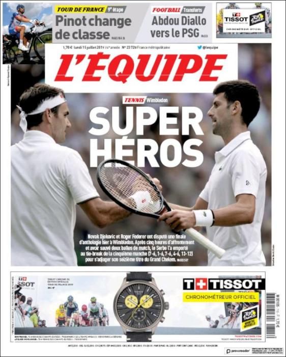 Portada L'ÉQUIPE lunes 15 de julio de 2019