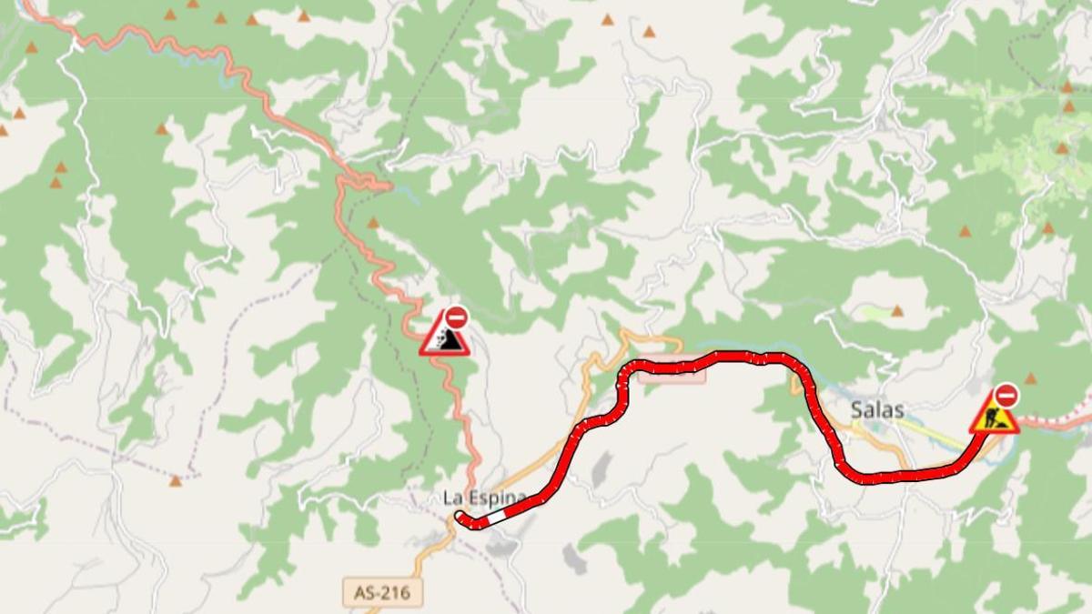 Mapa de la DGT en el que se registra la incidencia.