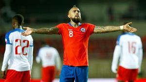 Arturo Vidal, en un amistoso con la selección chilena.