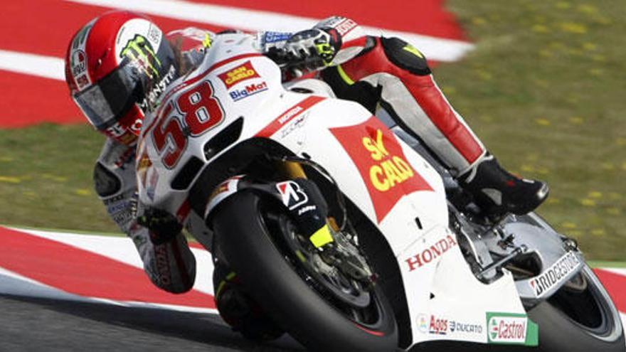 Marco Simoncelli durante la tercera y última sesión de entrenamientos libres del Gran Premio de Cataluña.