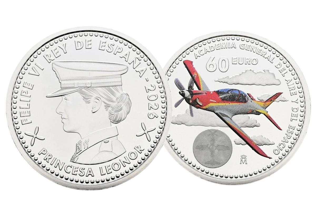 Moneda conmemorativa dedicada a la Princesa Leonor tras su paso por la AGA emitida por la Fábrica Nacional de Moneda y Timbre