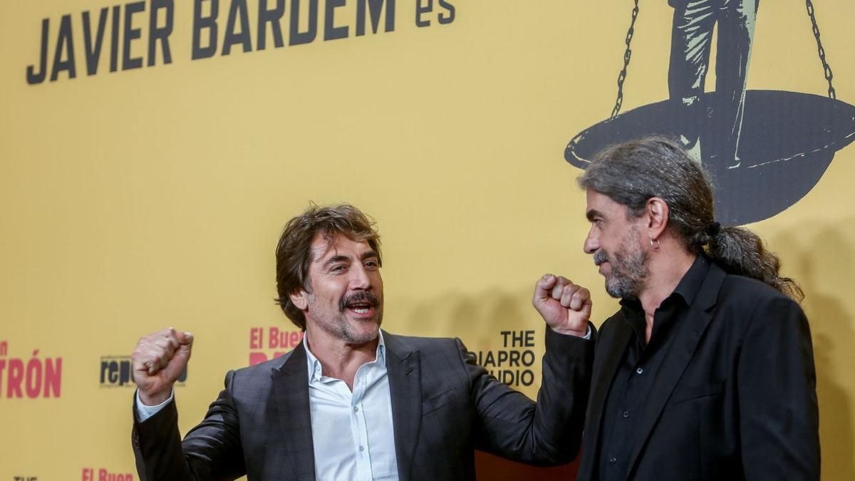 El protagonista y el director de la película, en la premiere de ‘El buen patrón’, en octubre pasado.