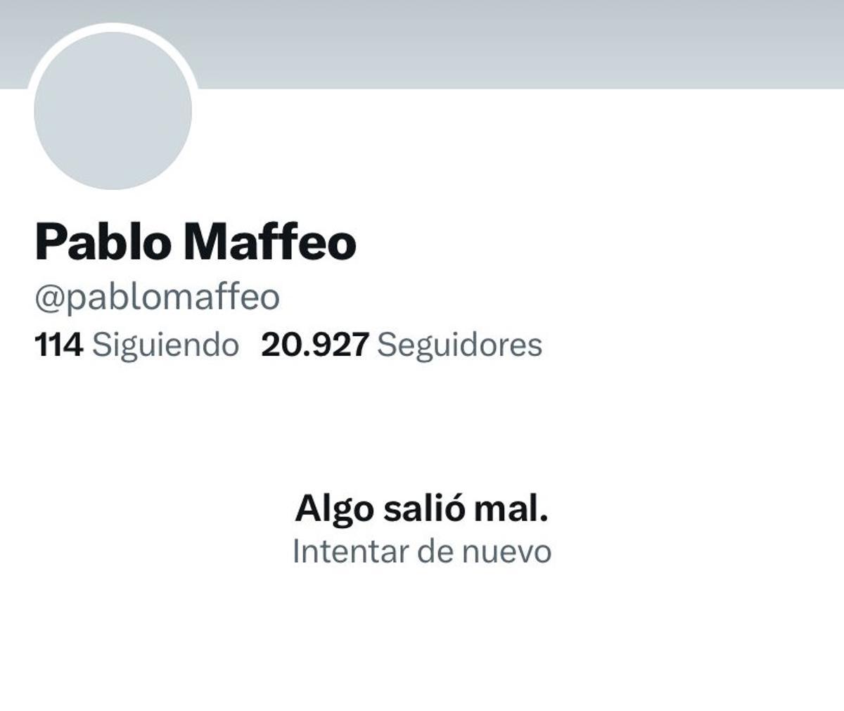 Así aparece la cuenta de Maffeo en Twitter.