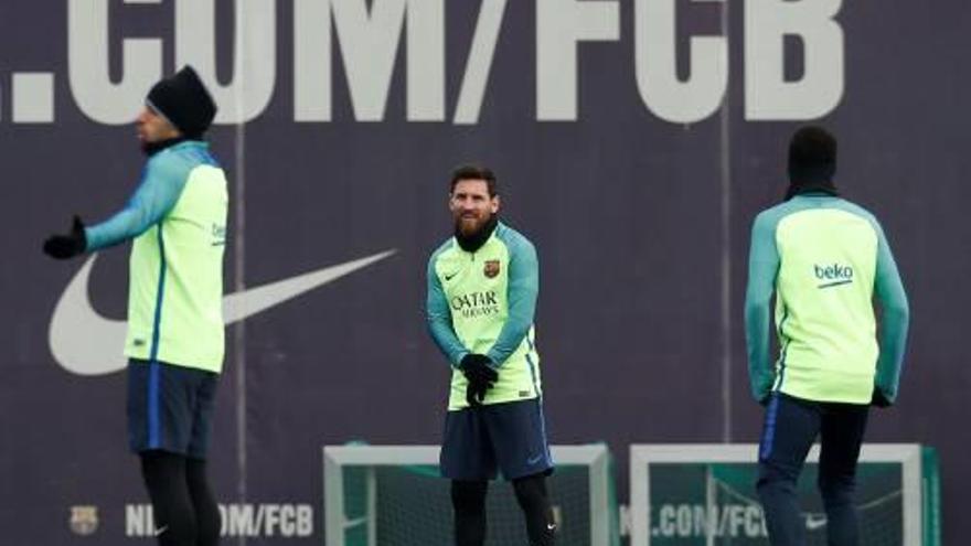 Messi, en un entrenament a la Ciutat Esportiva.