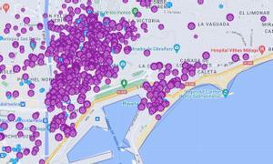 Imagen de anuncios de pisos turísticos en la ciudad de Málaga en el portal de la consultora AirDNA.