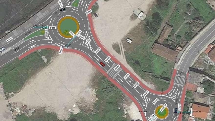 Plano del nuevo vial que construirá la Diputación y que atravesará el &quot;solar de los circos&quot;.