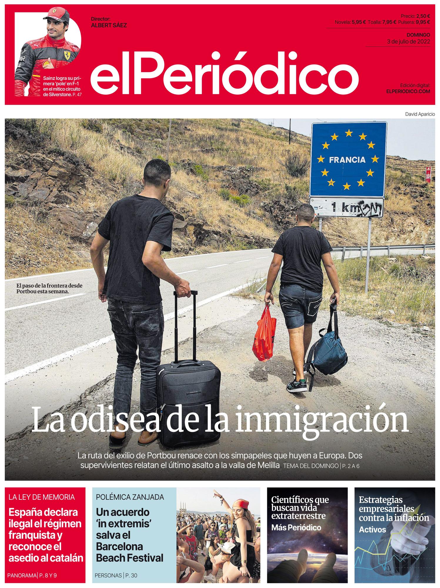 La portada de EL PERIÓDICO del 3 de julio de 2022