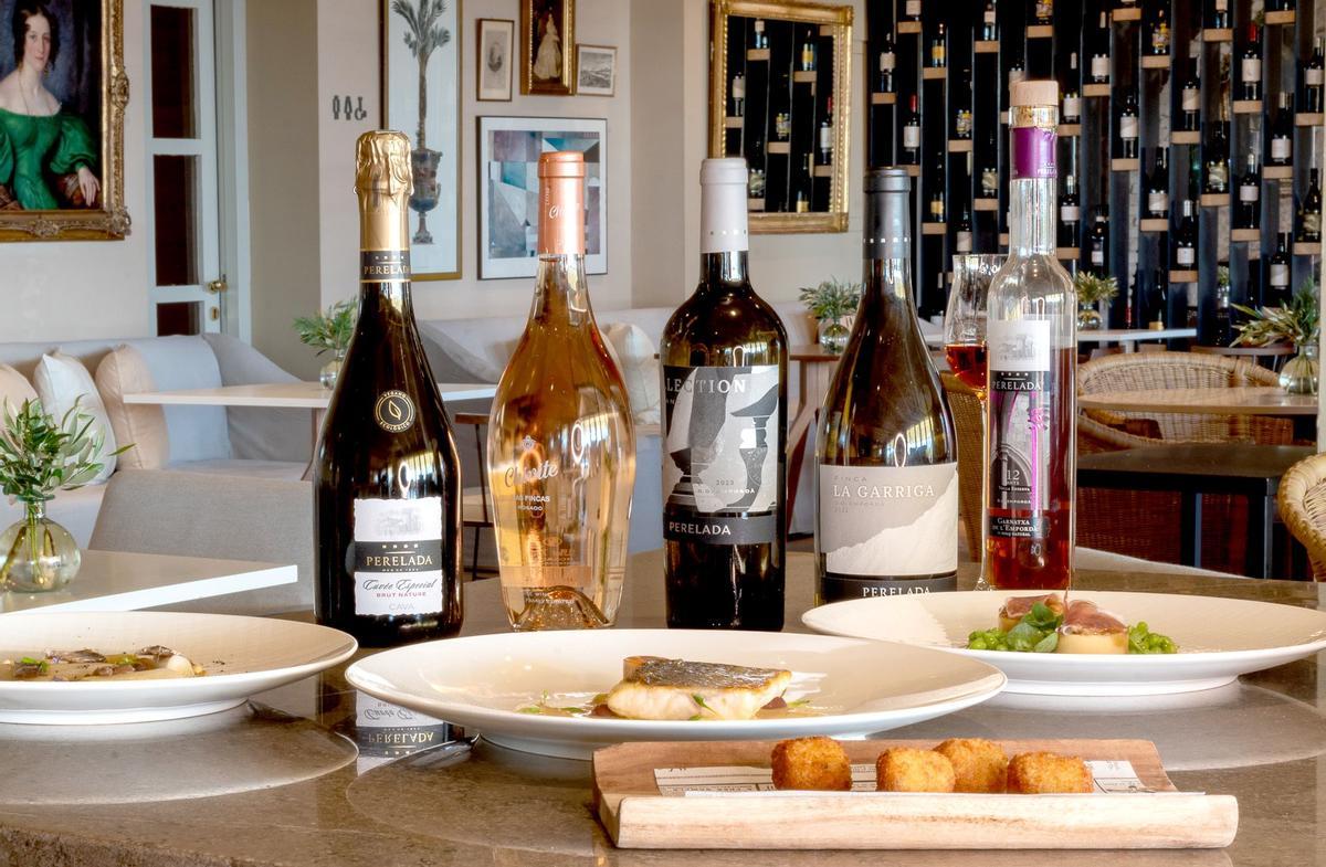 Algunos platos y vinos de l'Olivera Restaurant