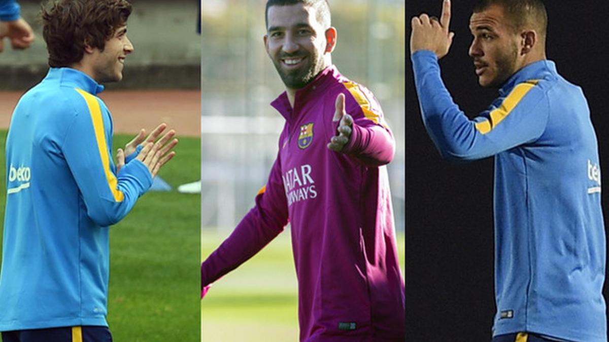 Sergi Roberto, Arda Turan y Sandro Ramírez 