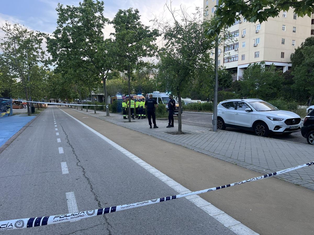 Lugar del accidente en Vallecas.