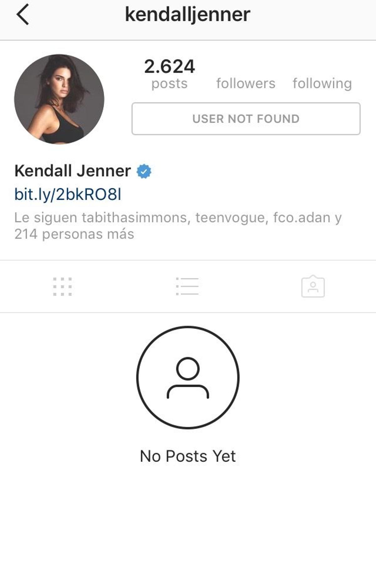 Kendall ha bloqueado su cuenta de Instagram