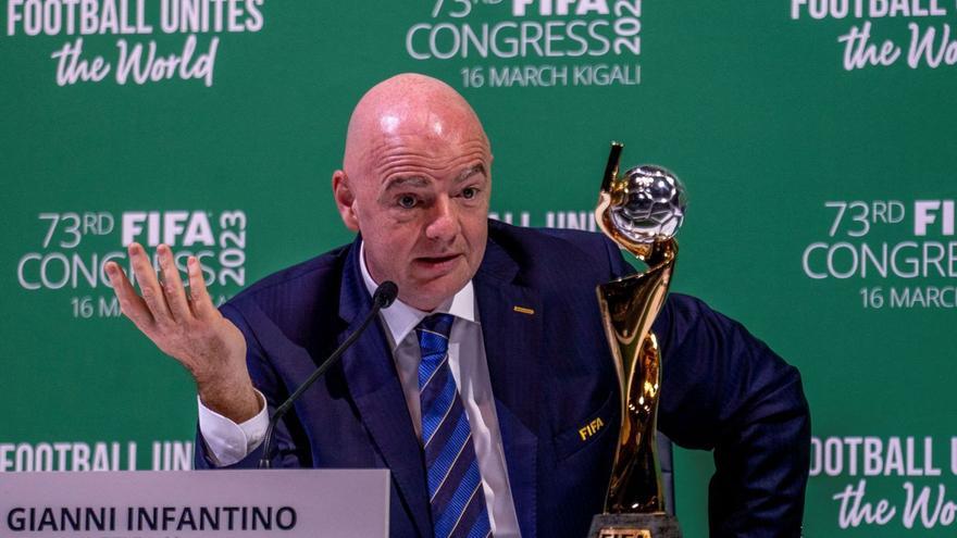 El presidente de la FIFA, Gianni Infantino, durante el congreso del organismo celebrado ayer. |  // REUTERS