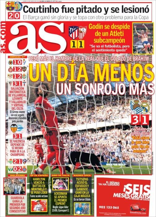 Portada AS lunes 13 de mayo de 2019