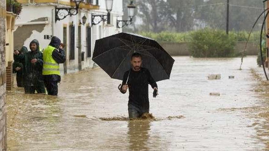 Uno de los barrios inundados de Málaga.