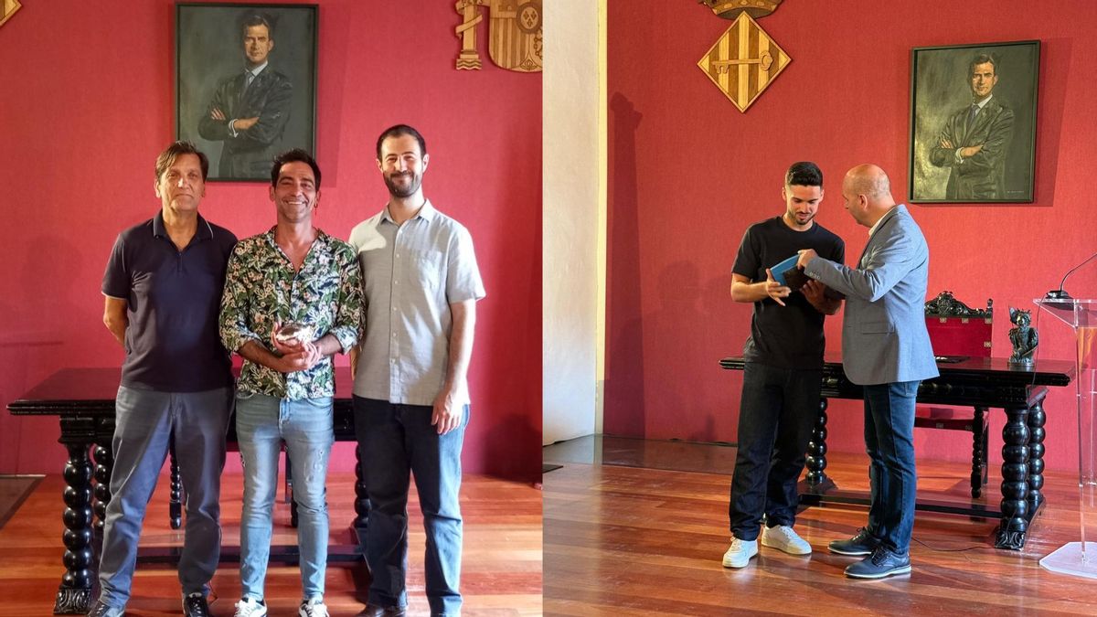 A l'esquerra, l'actor, i a la dreta, el jugador del Llevant UE.