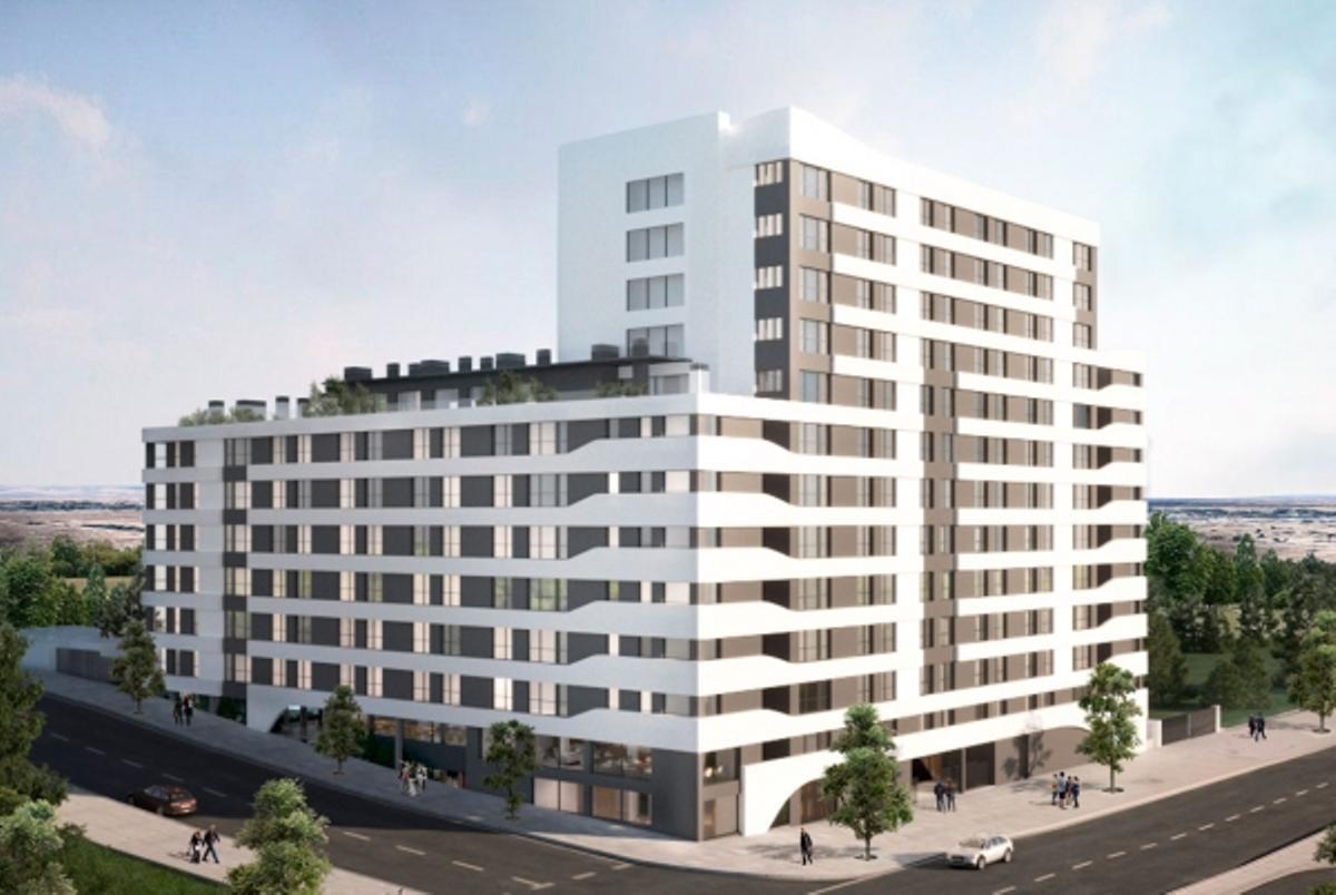 Imagen por ordenador del futuro 'coliving' de Greystar