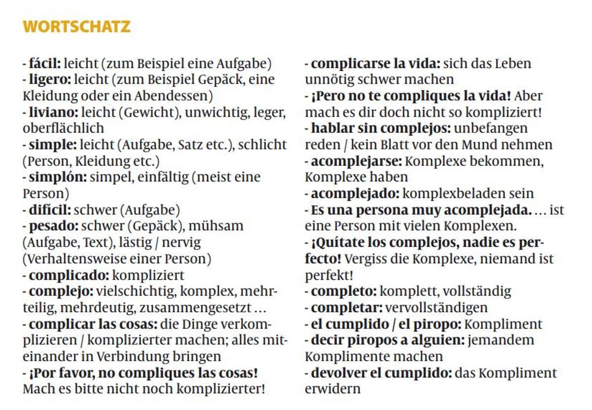 Der Wortschatz zum Thema.