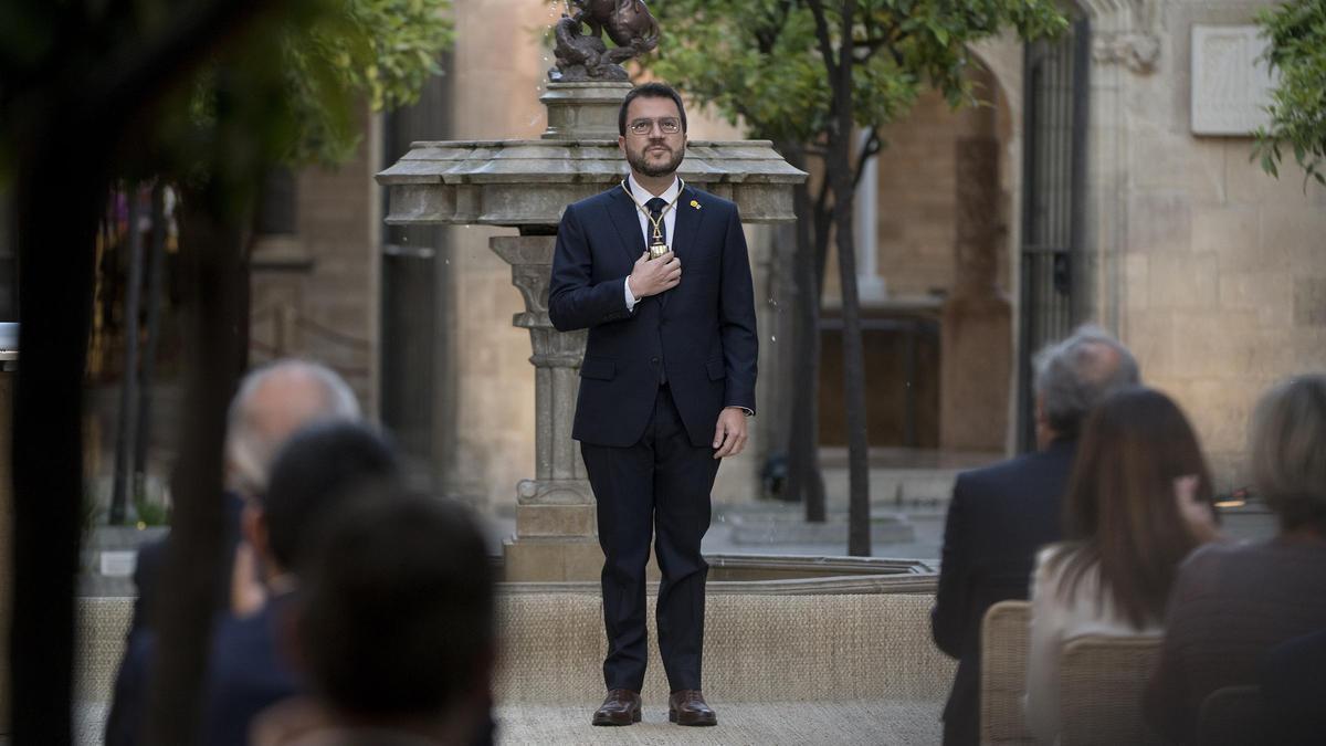 Pere Aragonès el día que tomó posesión del cargo de president de la Generalitat.