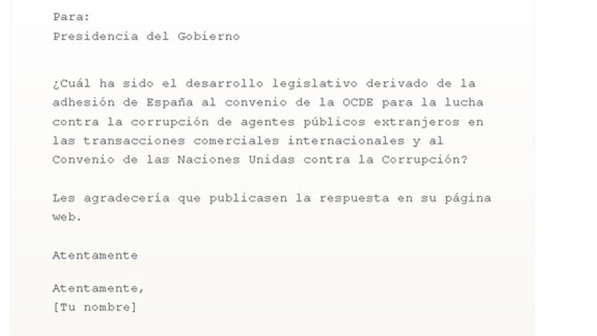 Una iniciativa recoge firmas para saber qué hace el Gobierno para luchar contra la corrupción