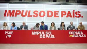 Pedro Sánchez preside la reunión de la ejecutiva del PSOE, este lunes en Ferraz.