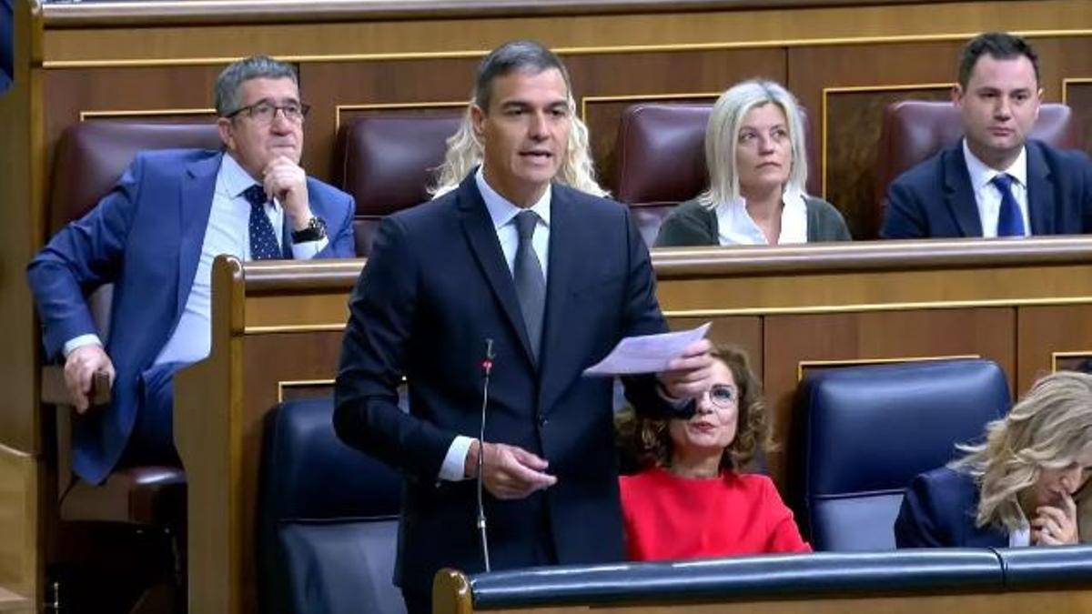 Pedro Sánchez, esta mañana en el Congreso.