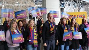 Víctor Font, en un acto frente al Camp Nou con motivo del 8-M este domingo.